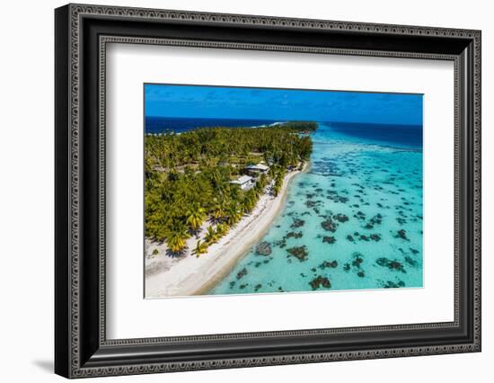 Aerial of the lagoon of Fakarava, Tuamotu archipelago, French Polynesia-Michael Runkel-Framed Photographic Print