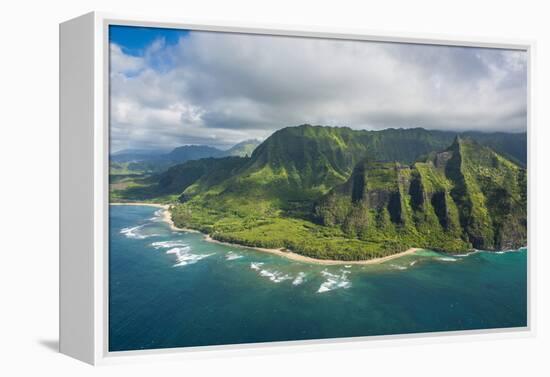 Aerial of the Napali Coast, Kauai, Hawaii, United States of America, Pacific-Michael Runkel-Framed Premier Image Canvas