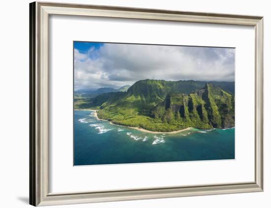 Aerial of the Napali Coast, Kauai, Hawaii, United States of America, Pacific-Michael Runkel-Framed Photographic Print