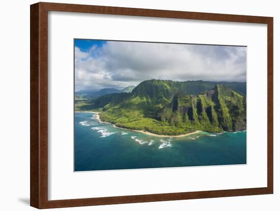 Aerial of the Napali Coast, Kauai, Hawaii, United States of America, Pacific-Michael Runkel-Framed Photographic Print