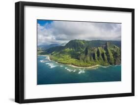 Aerial of the Napali Coast, Kauai, Hawaii, United States of America, Pacific-Michael Runkel-Framed Photographic Print