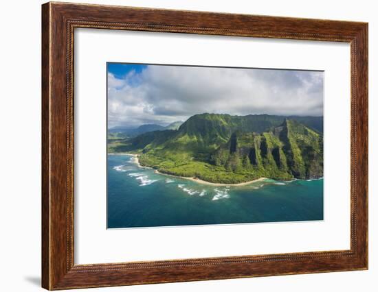 Aerial of the Napali Coast, Kauai, Hawaii, United States of America, Pacific-Michael Runkel-Framed Photographic Print