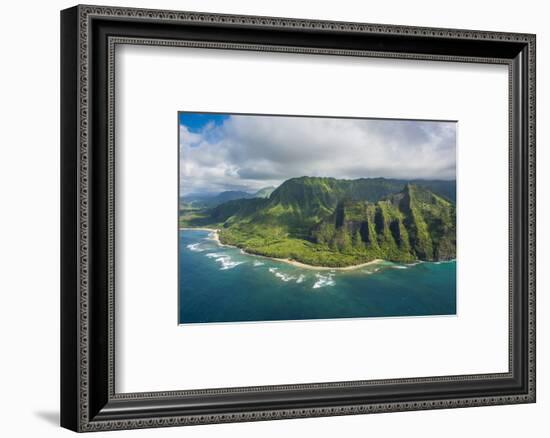 Aerial of the Napali Coast, Kauai, Hawaii, United States of America, Pacific-Michael Runkel-Framed Photographic Print