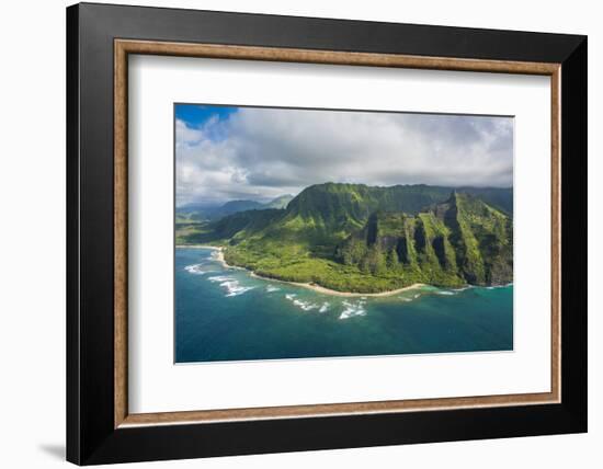 Aerial of the Napali Coast, Kauai, Hawaii, United States of America, Pacific-Michael Runkel-Framed Photographic Print