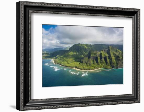 Aerial of the Napali Coast, Kauai, Hawaii, United States of America, Pacific-Michael Runkel-Framed Photographic Print