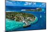 Aerial of the Rangiroa atoll and the Tiputa Pass, Tuamotus, French Polynesia-Michael Runkel-Mounted Photographic Print