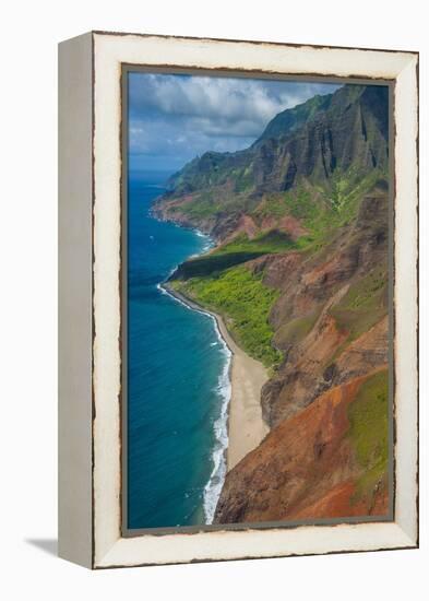 Aerial of the Rugged Napali Coast, Kauai, Hawaii, United States of America, Pacific-Michael Runkel-Framed Premier Image Canvas