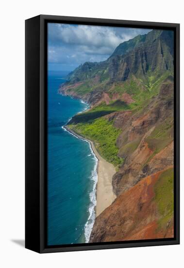 Aerial of the Rugged Napali Coast, Kauai, Hawaii, United States of America, Pacific-Michael Runkel-Framed Premier Image Canvas