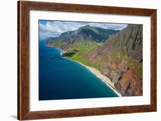 Aerial of the Rugged Napali Coast, Kauai, Hawaii, United States of America, Pacific-Michael Runkel-Framed Photographic Print
