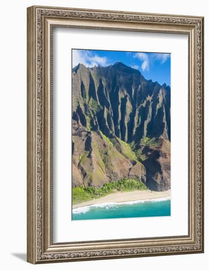 Aerial of the Rugged Napali Coast, Kauai, Hawaii, United States of America, Pacific-Michael Runkel-Framed Photographic Print