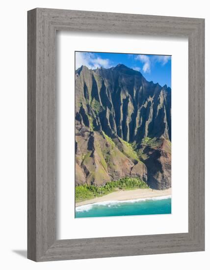 Aerial of the Rugged Napali Coast, Kauai, Hawaii, United States of America, Pacific-Michael Runkel-Framed Photographic Print