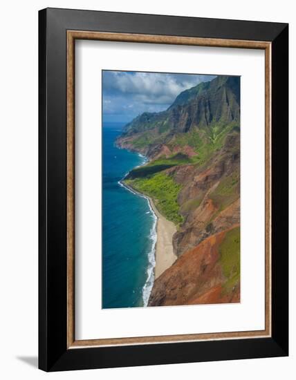 Aerial of the Rugged Napali Coast, Kauai, Hawaii, United States of America, Pacific-Michael Runkel-Framed Photographic Print