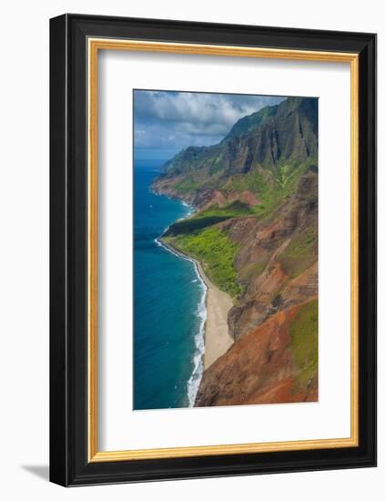 Aerial of the Rugged Napali Coast, Kauai, Hawaii, United States of America, Pacific-Michael Runkel-Framed Photographic Print