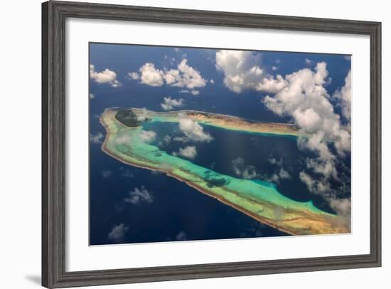 Aerial of the Very Beautiful Ant Atoll, Pohnpei, Micronesia, Pacific-Michael Runkel-Framed Photographic Print