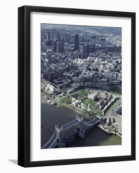 Aerial of Tower Bridge, Tower of London and the City of London, London, England-Adam Woolfitt-Framed Photographic Print