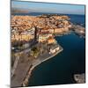 Aerial of Venetian harbor with a view of Venetian Fortezza, Rethymno, Crete, Greek Islands, Greece-Markus Lange-Mounted Photographic Print