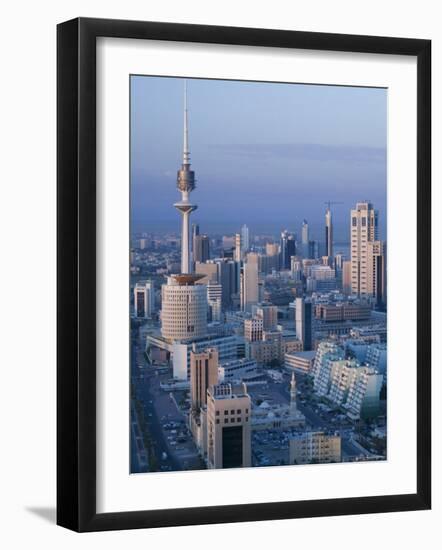 Aerial over Hilalli Street Towards Liberation Tower, Kuwait City, Kuwait-Walter Bibikow-Framed Photographic Print