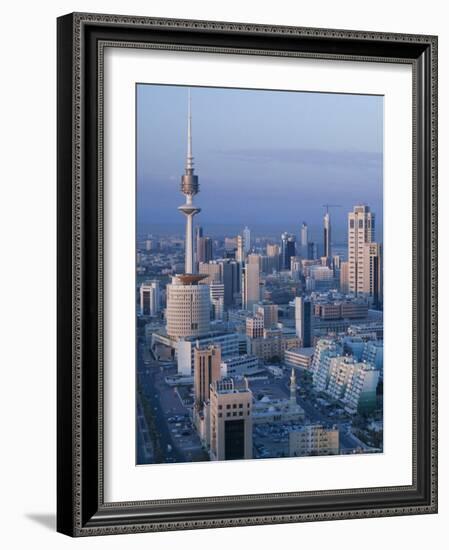 Aerial over Hilalli Street Towards Liberation Tower, Kuwait City, Kuwait-Walter Bibikow-Framed Photographic Print