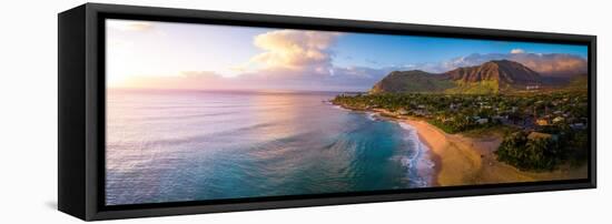 Aerial Panorama of the West Coast of Oahu, Area of Papaoneone Beach. Hawaii, USA-Dudarev Mikhail-Framed Premier Image Canvas