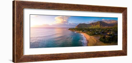 Aerial Panorama of the West Coast of Oahu, Area of Papaoneone Beach. Hawaii, USA-Dudarev Mikhail-Framed Photographic Print