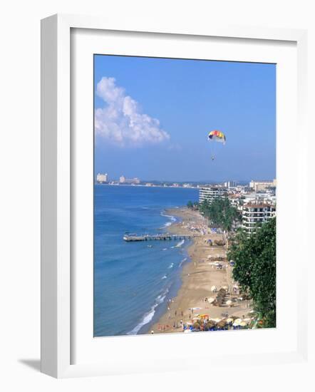 Aerial Parasail at Playa Los Muertos, Puerto Vallarta, Mexico-Bill Bachmann-Framed Photographic Print