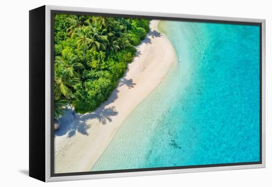 Aerial Photo of Beautiful Paradise Maldives - Tropical Beach on Island-Jag_cz-Framed Premier Image Canvas