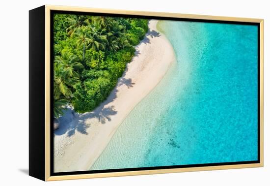 Aerial Photo of Beautiful Paradise Maldives - Tropical Beach on Island-Jag_cz-Framed Premier Image Canvas