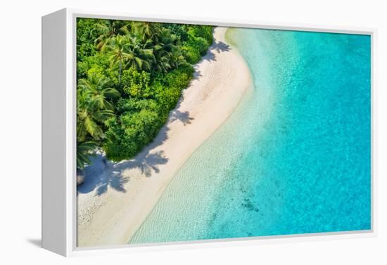 Aerial Photo of Beautiful Paradise Maldives - Tropical Beach on Island-Jag_cz-Framed Premier Image Canvas