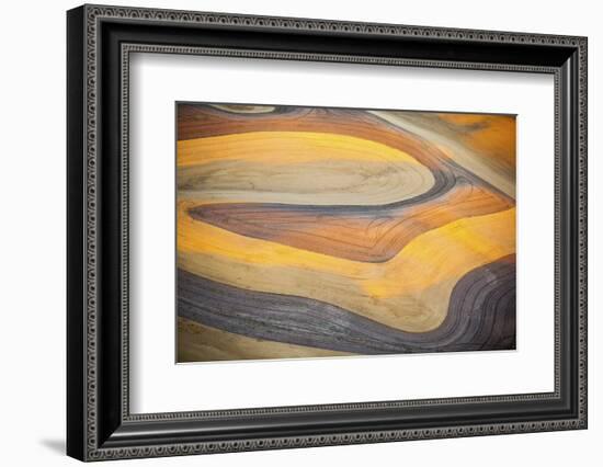 Aerial Photo of Freshly Harvested Wheat Fields on the Palouse in Eastern Washington in Late Summer-Ben Herndon-Framed Photographic Print