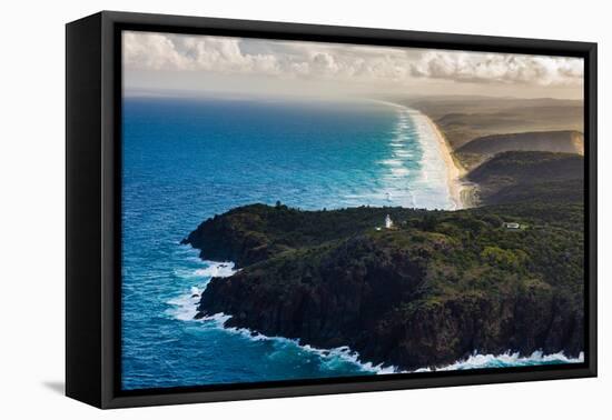 Aerial photograph of Double Island Point Lighthouse, Great Sandy National Park, Australia-Mark A Johnson-Framed Premier Image Canvas