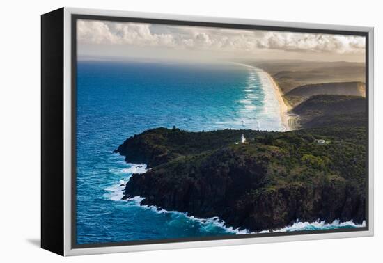 Aerial photograph of Double Island Point Lighthouse, Great Sandy National Park, Australia-Mark A Johnson-Framed Premier Image Canvas