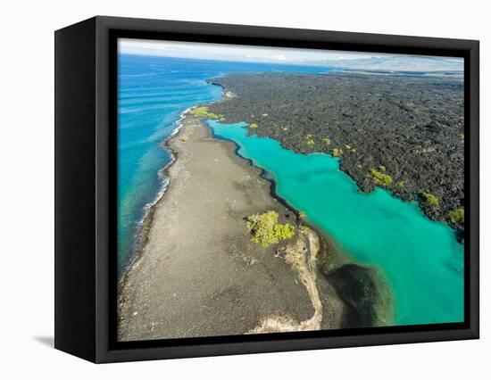 Aerial photograph of Kiholo Bay, Big Island (Hawaii Island), Hawaii-Mark A Johnson-Framed Premier Image Canvas