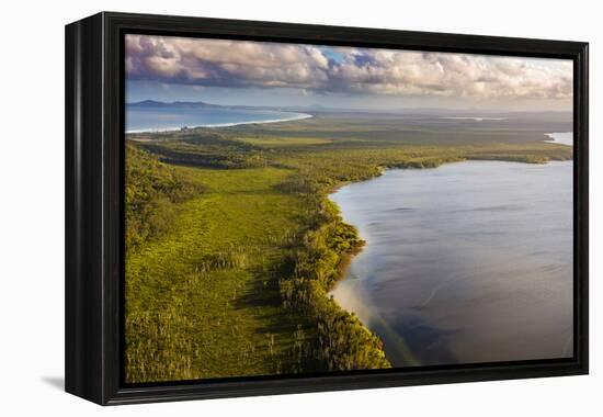 Aerial photograph of Lake Cootharaba, Great Sandy National Park, Australia-Mark A Johnson-Framed Premier Image Canvas