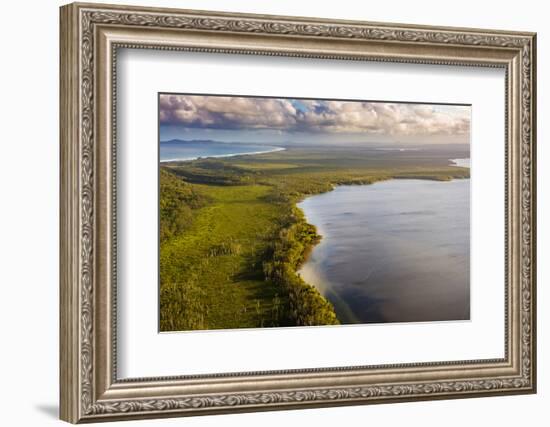 Aerial photograph of Lake Cootharaba, Great Sandy National Park, Australia-Mark A Johnson-Framed Photographic Print