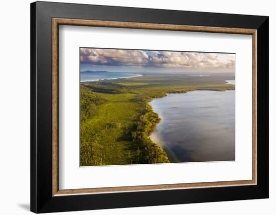 Aerial photograph of Lake Cootharaba, Great Sandy National Park, Australia-Mark A Johnson-Framed Photographic Print