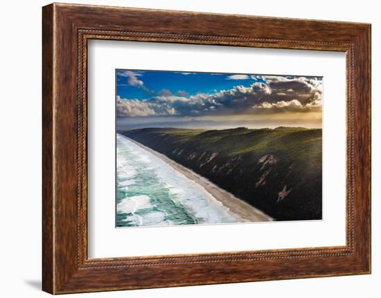 Aerial photograph of the beach & shoreline of Noosa North Shore, Great Sandy National Park-Mark A Johnson-Framed Photographic Print