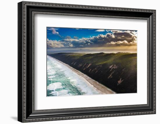 Aerial photograph of the beach & shoreline of Noosa North Shore, Great Sandy National Park-Mark A Johnson-Framed Photographic Print