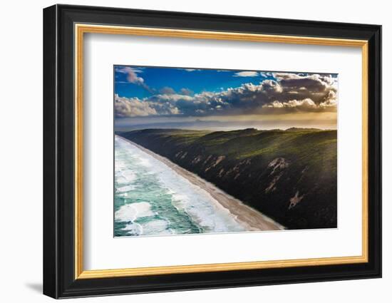 Aerial photograph of the beach & shoreline of Noosa North Shore, Great Sandy National Park-Mark A Johnson-Framed Photographic Print