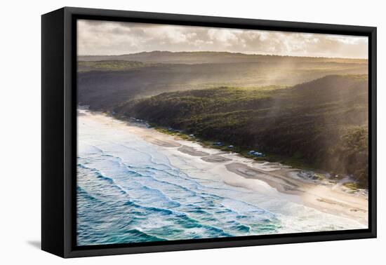 Aerial photograph of the beach & shoreline of Noosa North Shore, Great Sandy National Park-Mark A Johnson-Framed Premier Image Canvas