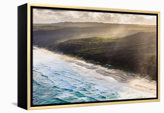 Aerial photograph of the beach & shoreline of Noosa North Shore, Great Sandy National Park-Mark A Johnson-Framed Premier Image Canvas