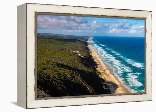 Aerial photograph of the beach & shoreline of Noosa North Shore, Great Sandy National Park-Mark A Johnson-Framed Premier Image Canvas