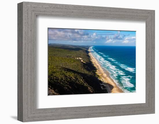 Aerial photograph of the beach & shoreline of Noosa North Shore, Great Sandy National Park-Mark A Johnson-Framed Photographic Print