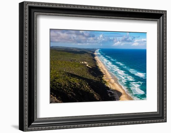 Aerial photograph of the beach & shoreline of Noosa North Shore, Great Sandy National Park-Mark A Johnson-Framed Photographic Print