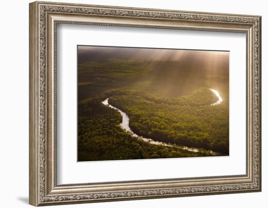 Aerial photograph of the Noosa River, Great Sandy National Park, Australia-Mark A Johnson-Framed Photographic Print