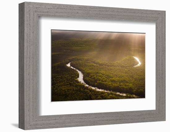 Aerial photograph of the Noosa River, Great Sandy National Park, Australia-Mark A Johnson-Framed Photographic Print