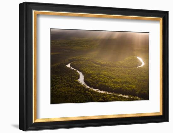 Aerial photograph of the Noosa River, Great Sandy National Park, Australia-Mark A Johnson-Framed Photographic Print