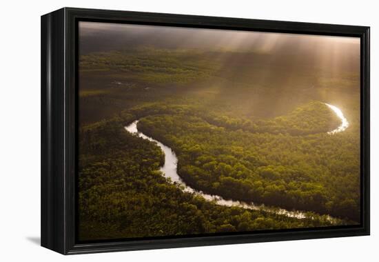 Aerial photograph of the Noosa River, Great Sandy National Park, Australia-Mark A Johnson-Framed Premier Image Canvas