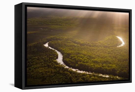 Aerial photograph of the Noosa River, Great Sandy National Park, Australia-Mark A Johnson-Framed Premier Image Canvas