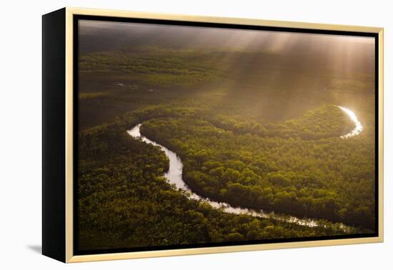 Aerial photograph of the Noosa River, Great Sandy National Park, Australia-Mark A Johnson-Framed Premier Image Canvas