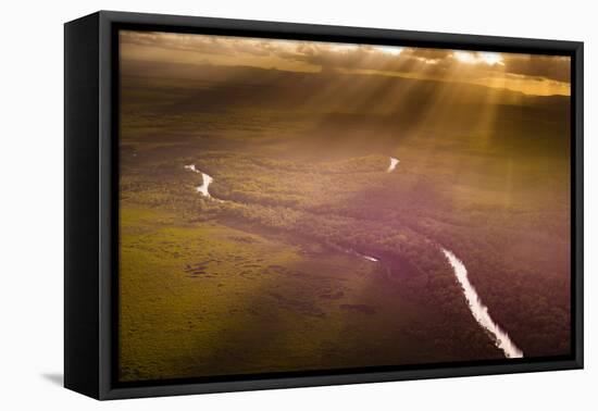 Aerial photograph of the Noosa River, Great Sandy National Park, Australia-Mark A Johnson-Framed Premier Image Canvas